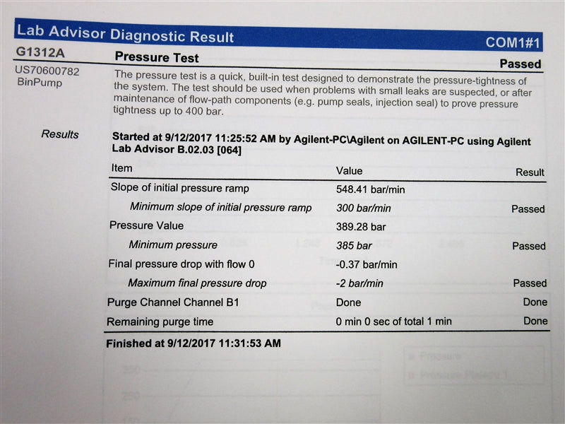 Agilent 1100 HPLC G1312A Binary Pump