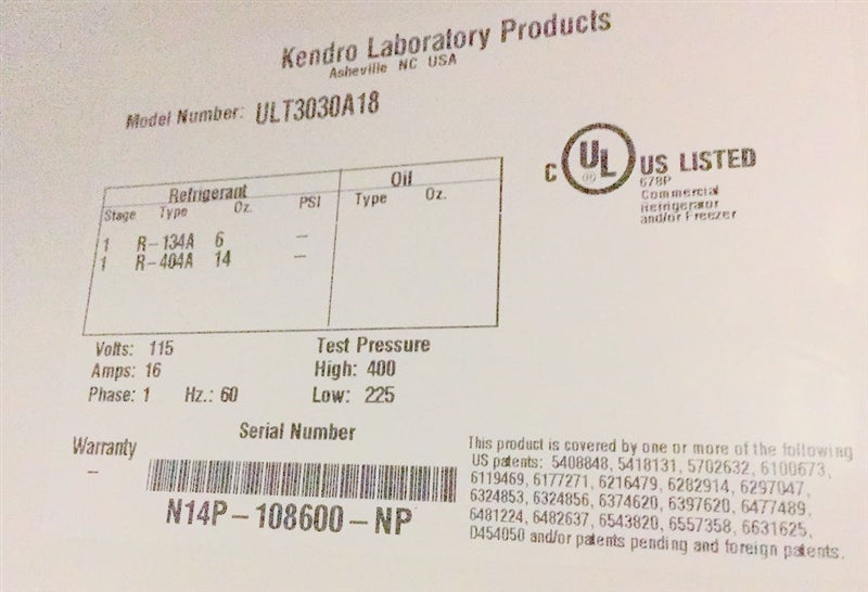 Revco ULT3030A18 -30C Laboratory Freezer